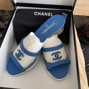 Chanel PVC Mules Blue NEW